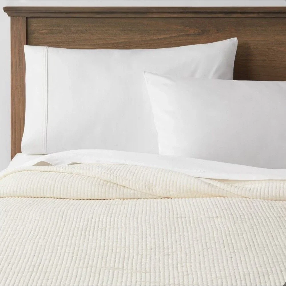 Double Cloth Quilt Cream - King Plus - Threshold